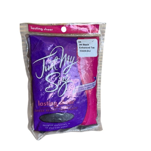 Just My Size Lasting Sheer Jet Black Enhanced Toe Pantyhose - Picture 1 of 5
